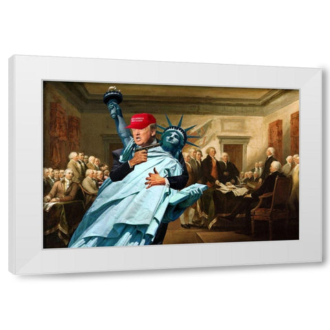 Nobody Move! White Modern Wood Framed Art Print by Kite, Barry