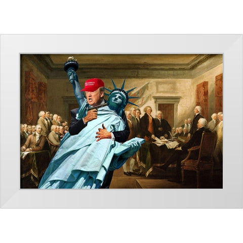 Nobody Move! White Modern Wood Framed Art Print by Kite, Barry