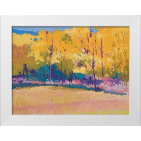 Yellow Trees White Modern Wood Framed Art Print by Kelly, Mike