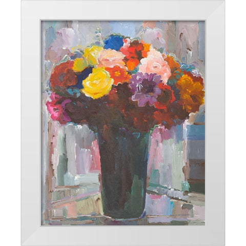 Abundant Bouquet White Modern Wood Framed Art Print by Khorasani, Hooshang