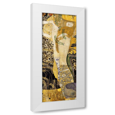 Water Serpents I White Modern Wood Framed Art Print by Klimt, Gustav
