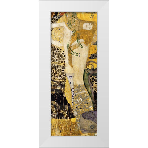Water Serpents I White Modern Wood Framed Art Print by Klimt, Gustav