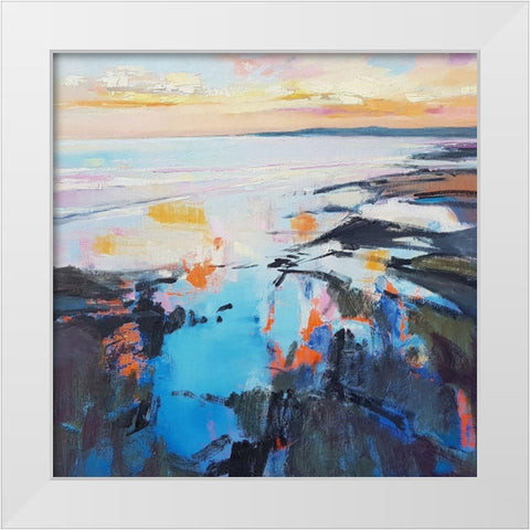 Rock Pool Sunrise White Modern Wood Framed Art Print by Kinmont, Andrew