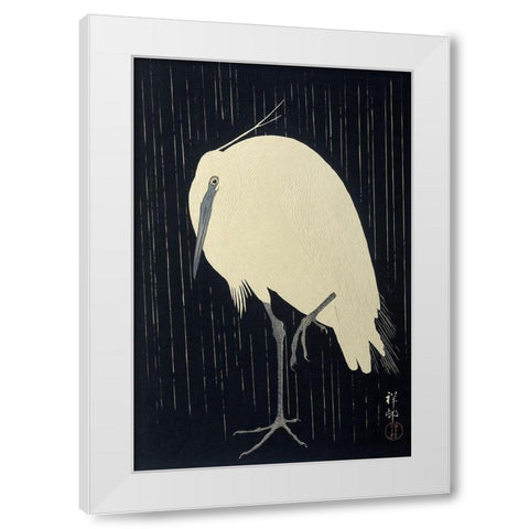 Egret in the Rain, 1925-1936 White Modern Wood Framed Art Print by Koson, Ohara