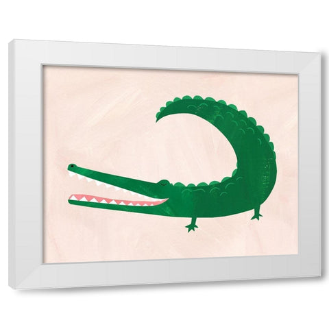 Crocodile White Modern Wood Framed Art Print by Kopcik, Emily