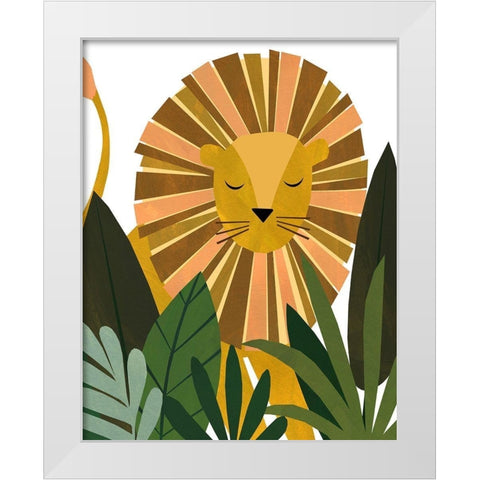 Liam The Lion White Modern Wood Framed Art Print by Kopcik, Emily