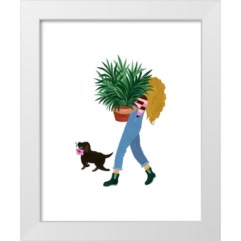 Plant Lady White Modern Wood Framed Art Print by Kopcik, Emily