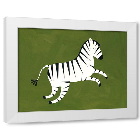 Zebra White Modern Wood Framed Art Print by Kopcik, Emily