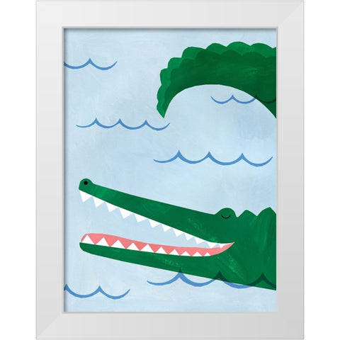 Alligator White Modern Wood Framed Art Print by Kopcik, Emily