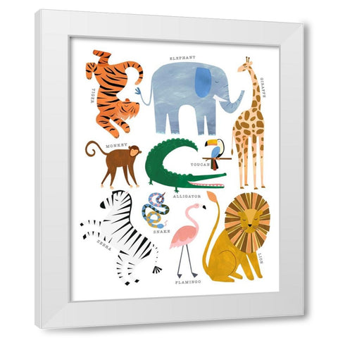 Animal Chart White Modern Wood Framed Art Print by Kopcik, Emily