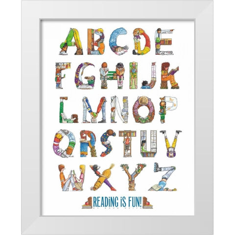 Reading Is Fun! White Modern Wood Framed Art Print by Keith, Doug