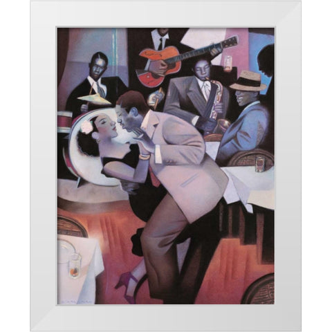 Harlem Nocturne White Modern Wood Framed Art Print by Kelley, Gary