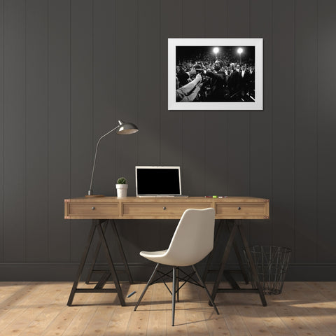 Barack Obama at Campaign Rally White Modern Wood Framed Art Print by Kraft, Brooks