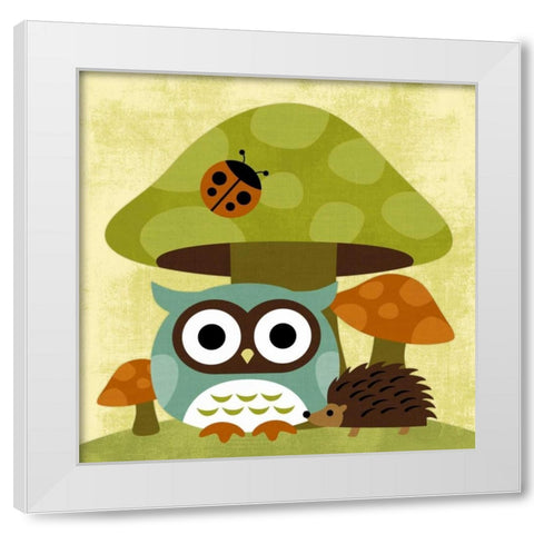 Owl and Hedgehog White Modern Wood Framed Art Print by Lee, Nancy