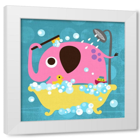 Elephant in Bathtub White Modern Wood Framed Art Print by Lee, Nancy