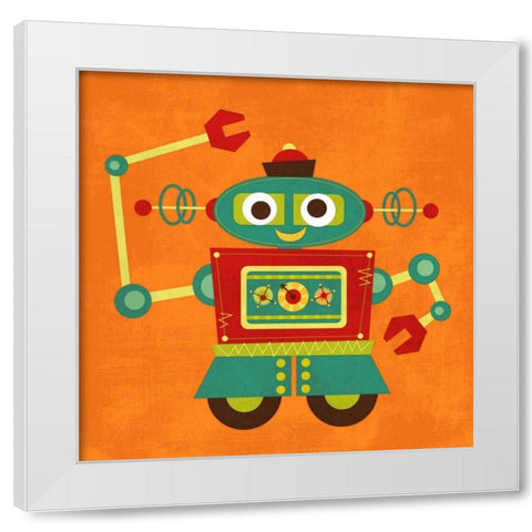 Robot 2 White Modern Wood Framed Art Print by Lee, Nancy