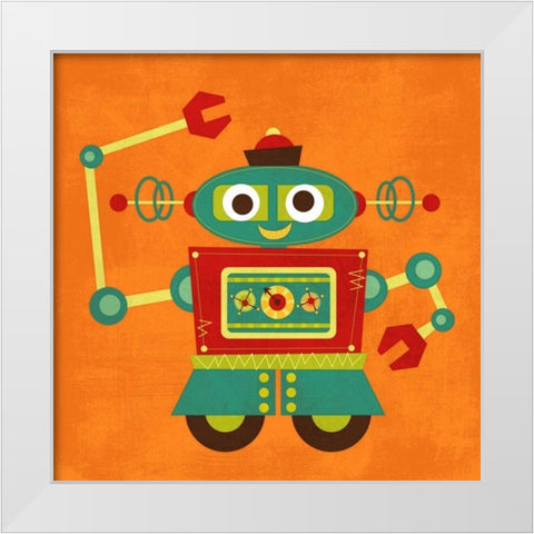 Robot 2 White Modern Wood Framed Art Print by Lee, Nancy