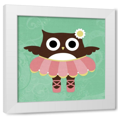 Ballerina Owl White Modern Wood Framed Art Print by Lee, Nancy