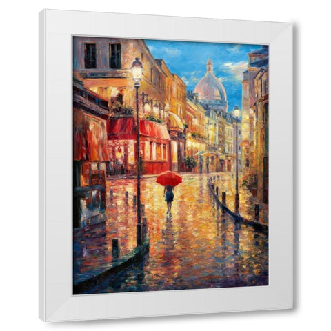 Montmartre Evening White Modern Wood Framed Art Print by Liu, Haixia