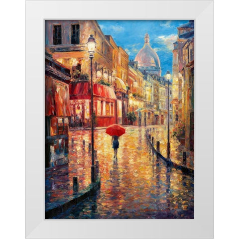 Montmartre Evening White Modern Wood Framed Art Print by Liu, Haixia