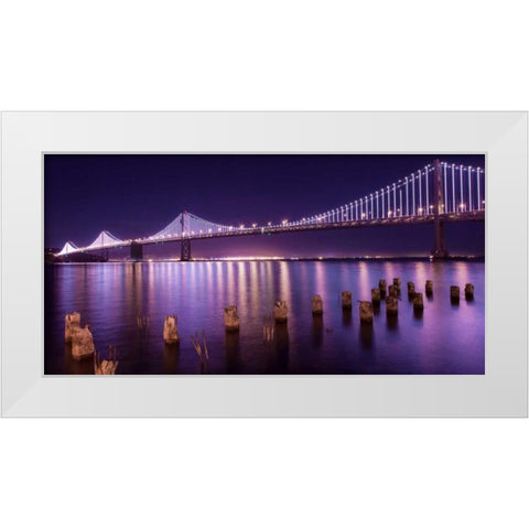 The Bay Lights White Modern Wood Framed Art Print by Linhares, Greg