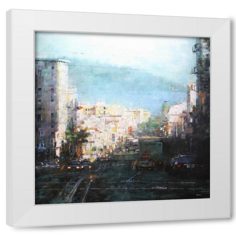 Bay Mist White Modern Wood Framed Art Print by Lague, Mark