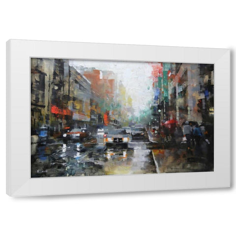 Montreal Rain White Modern Wood Framed Art Print by Lague, Mark