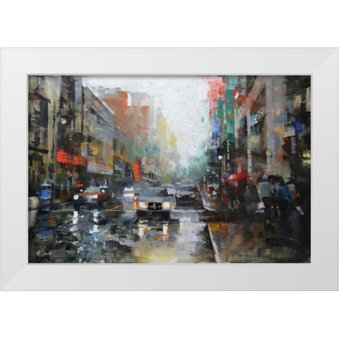 Montreal Rain White Modern Wood Framed Art Print by Lague, Mark