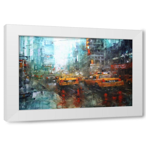 Times Square Reflections White Modern Wood Framed Art Print by Lague, Mark