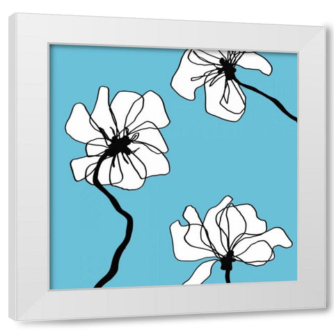 Flowers in Blue 2 White Modern Wood Framed Art Print by Loeber, Mette