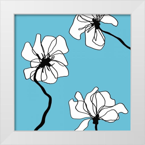 Flowers in Blue 2 White Modern Wood Framed Art Print by Loeber, Mette