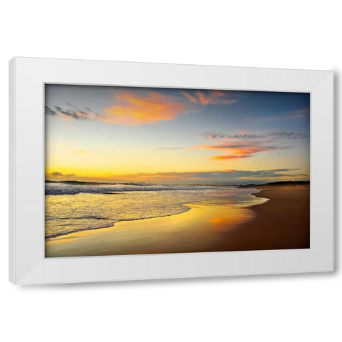 Beach Dawn White Modern Wood Framed Art Print by Louise, Tracie