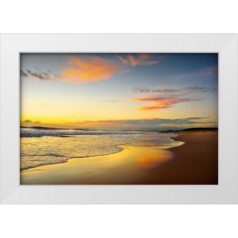Beach Dawn White Modern Wood Framed Art Print by Louise, Tracie