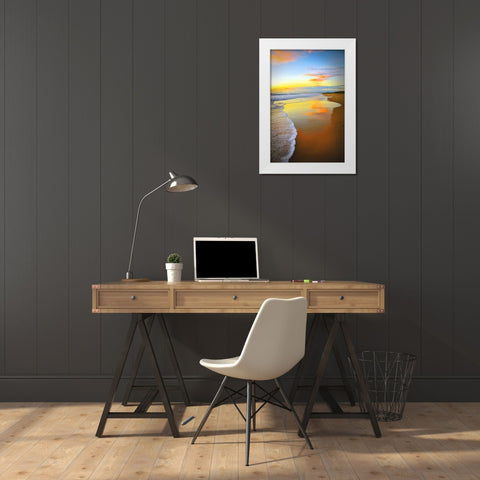 Beach Sunrise White Modern Wood Framed Art Print by Louise, Tracie