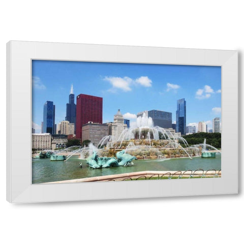 Buckingham Fountain White Modern Wood Framed Art Print by Levant, Jessica