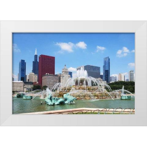 Buckingham Fountain White Modern Wood Framed Art Print by Levant, Jessica