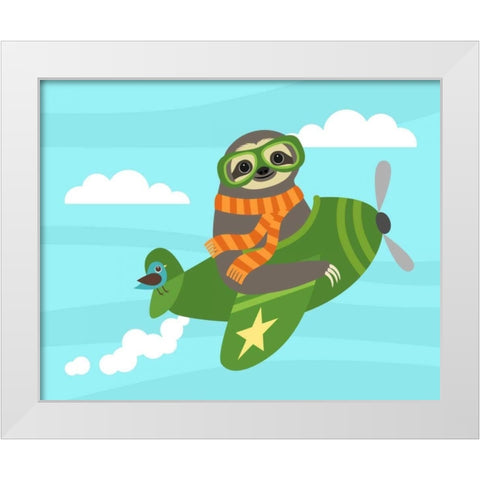 Airborne Sloth White Modern Wood Framed Art Print by Lee, Nancy