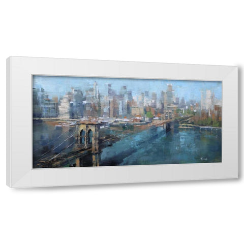 Brooklyn Bridge White Modern Wood Framed Art Print by Lague, Mark