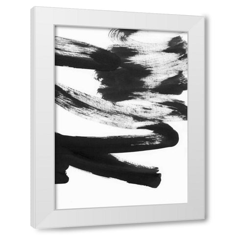 Black and White Strokes 5 White Modern Wood Framed Art Print by Lehnhardt, Iris
