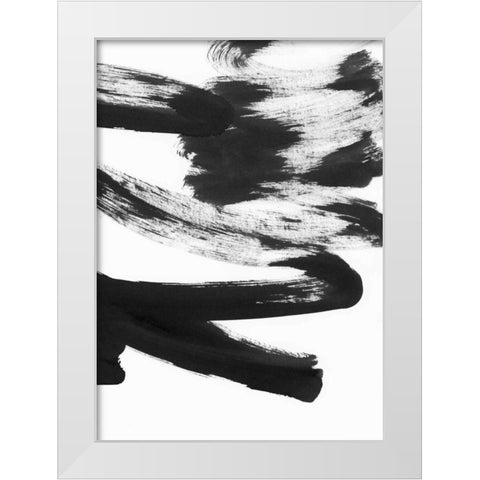 Black and White Strokes 5 White Modern Wood Framed Art Print by Lehnhardt, Iris
