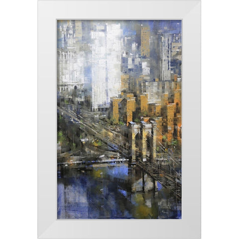 Brooklyn Bridge White Modern Wood Framed Art Print by Lague, Mark