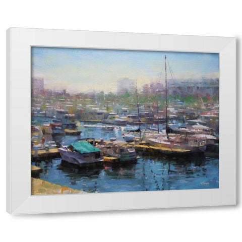 Chicago Harbor White Modern Wood Framed Art Print by Lague, Mark