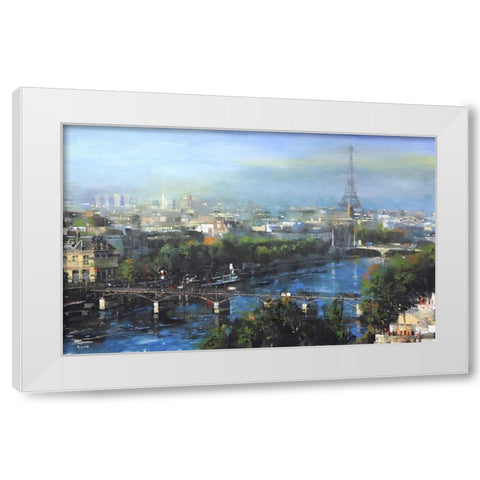Paris Pedestrian Bridge White Modern Wood Framed Art Print by Lague, Mark
