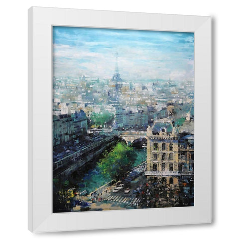 Tower In The Distance White Modern Wood Framed Art Print by Lague, Mark