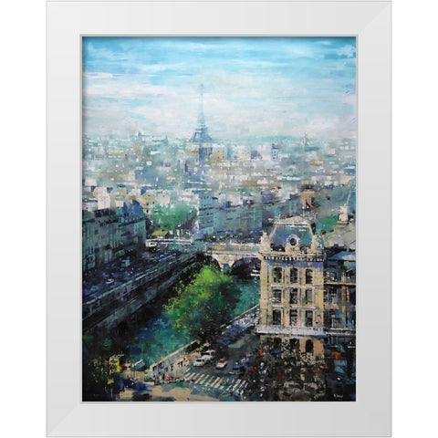 Tower In The Distance White Modern Wood Framed Art Print by Lague, Mark