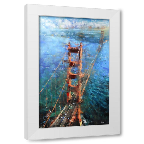 Golden Gate Sun White Modern Wood Framed Art Print by Lague, Mark