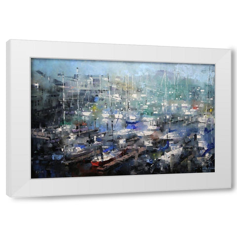 Fishermanâ€™s Wharf White Modern Wood Framed Art Print by Lague, Mark