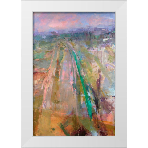 Aerial Railyard White Modern Wood Framed Art Print by Lenssen, Georganna