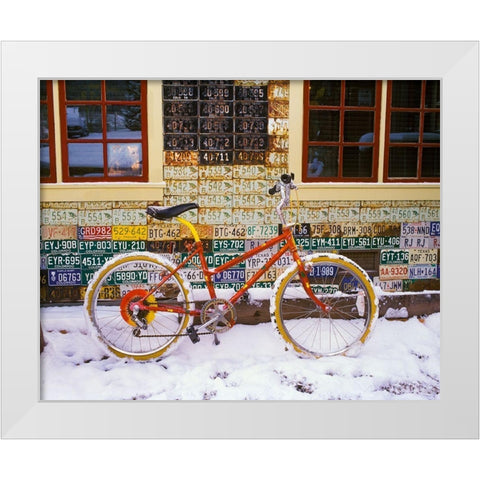 CB Bike White Modern Wood Framed Art Print by Leacock, J.C.