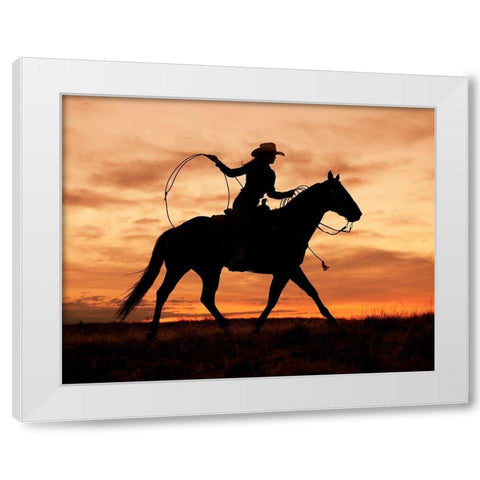 Cowgirl Silhouette White Modern Wood Framed Art Print by Leacock, J.C.
